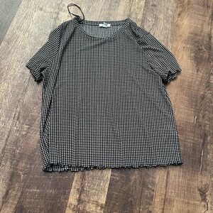 Nine West Black and White Patterned Short Sleeve Top